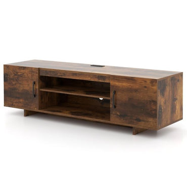 TV Stand for TVs up to 70 Inches with Power Outlet and 2 Cable Holes