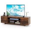 TV Stand for TVs up to 70 Inches with Power Outlet and 2 Cable Holes