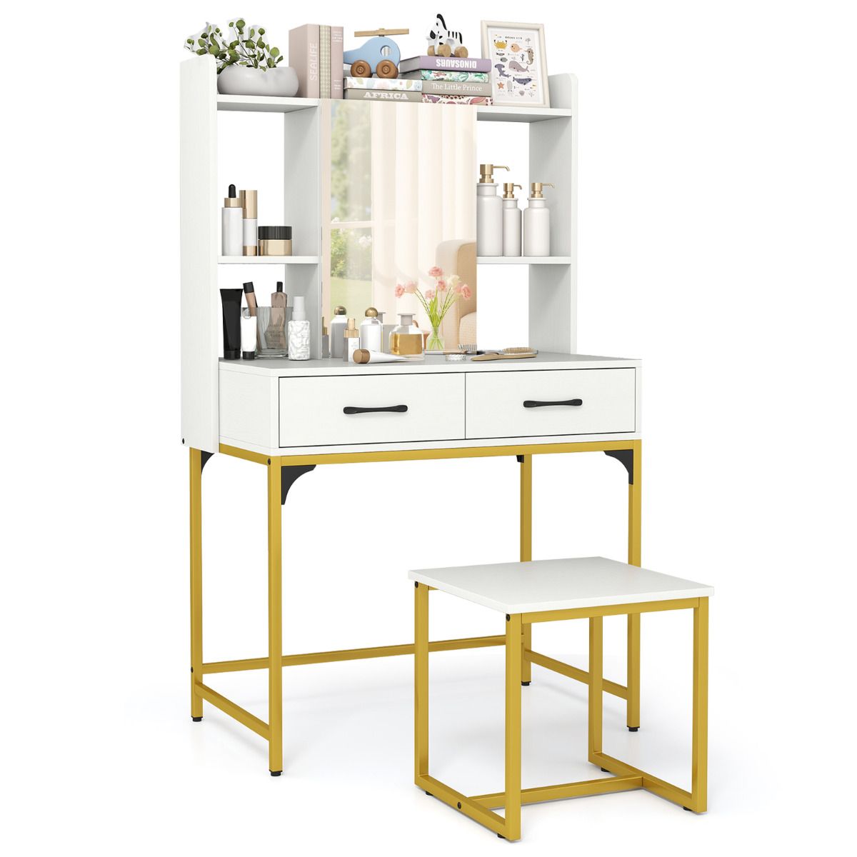 Vanity Desk with Mirror and Stool Wide Makeup Dressing Table