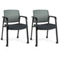 Waiting Room Chairs Set of 2 with Armrests and Wheels