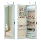 Wall & Door Mounted Jewellery Cabinet, 5 LED Lighted Lockable Jewelry Armoire with Full-Length Mirror