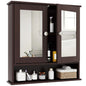 Double Door Wall Mounted Storage Cupboard with Adjustable Shelf and Compartment