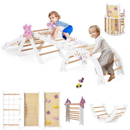 Wooden Montessori Climbing Set with Climbing Rope and Ladder